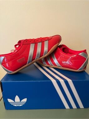 adidas Tokyo Women’s Red Sneakers with Silver Stripes